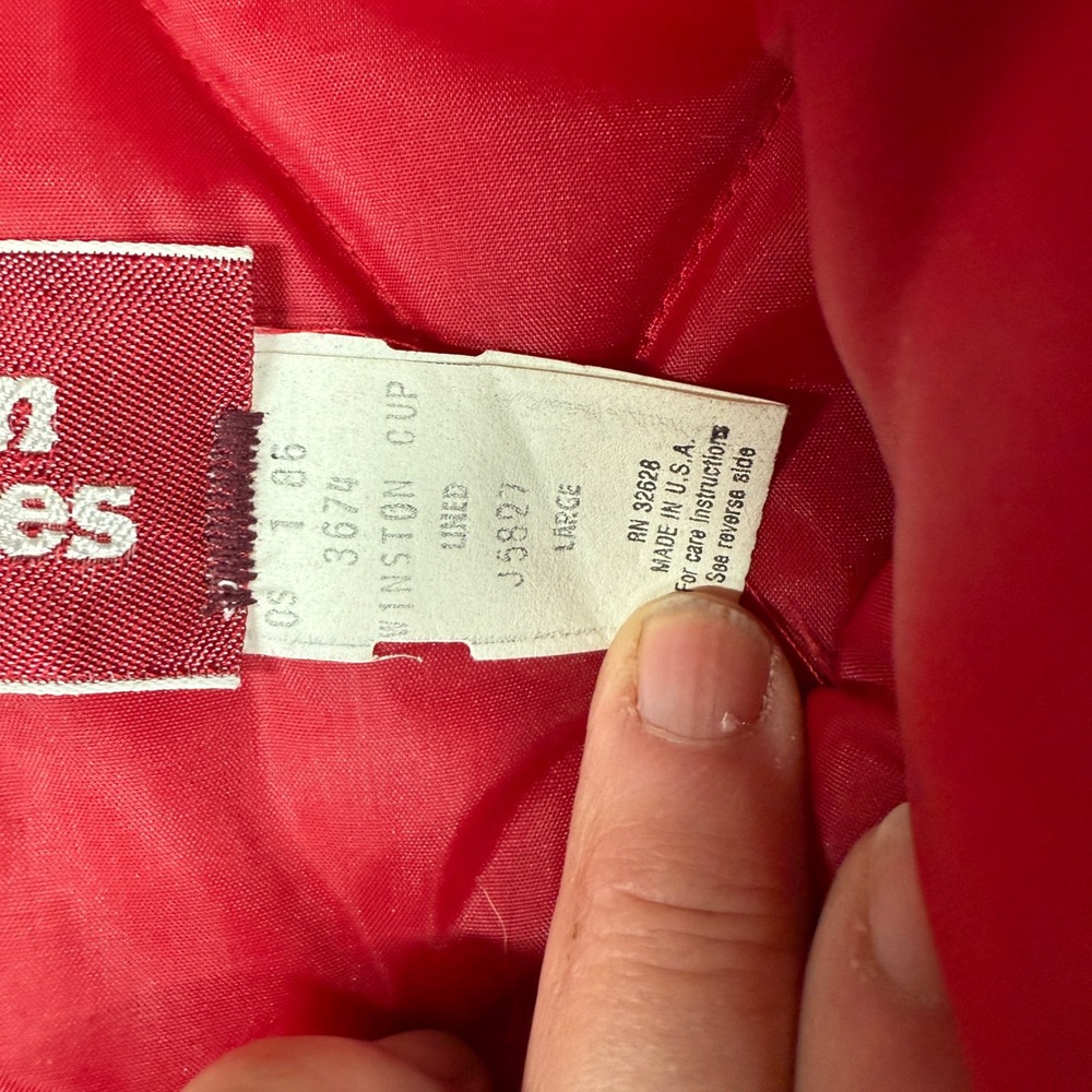 Vintage 1980s NASCAR Winston Cup Series Jacket Mens Large Red Puffer Made in USA - Picture 6 of 16